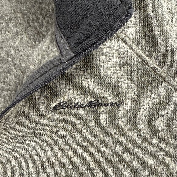 Eddie Bauer Pullover Sweater mens size L 1/4 zip Knit gray Mock Neck - Picture 4 of 8